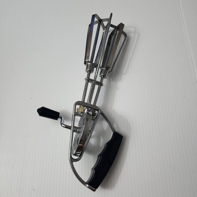 Vintage Hand Mixer Egg Beater Hand Crank Black Handle Stainless Steel Japan