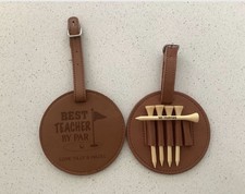 Personalised Golf Leathrette Glof Tee Holder X 5 Wooden Tees Teacher Gift 🎁