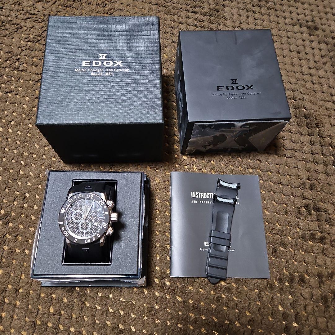 Edox CO-1 Chronograph 500m Water-Resistant Mens Watch Black Dial Used