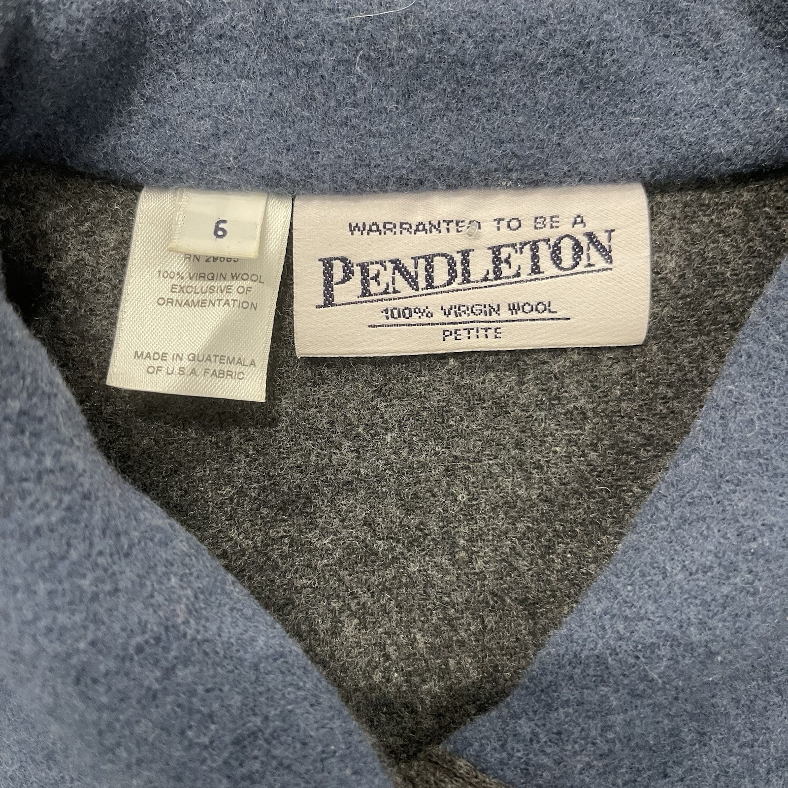 Pendleton Jacket Blue Virgin Wool Coat Size 6 - image 5