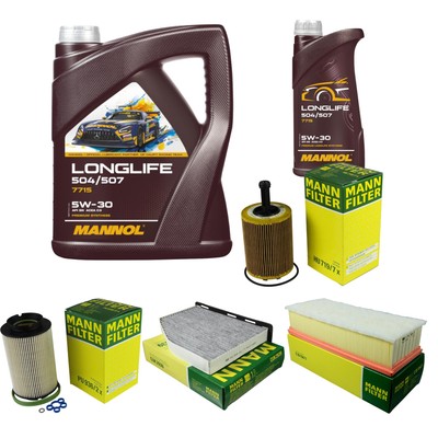 MANN Inspektionspaket 6L MANNOL Longlife 504/507 5W-30 für VW Golf V Variant