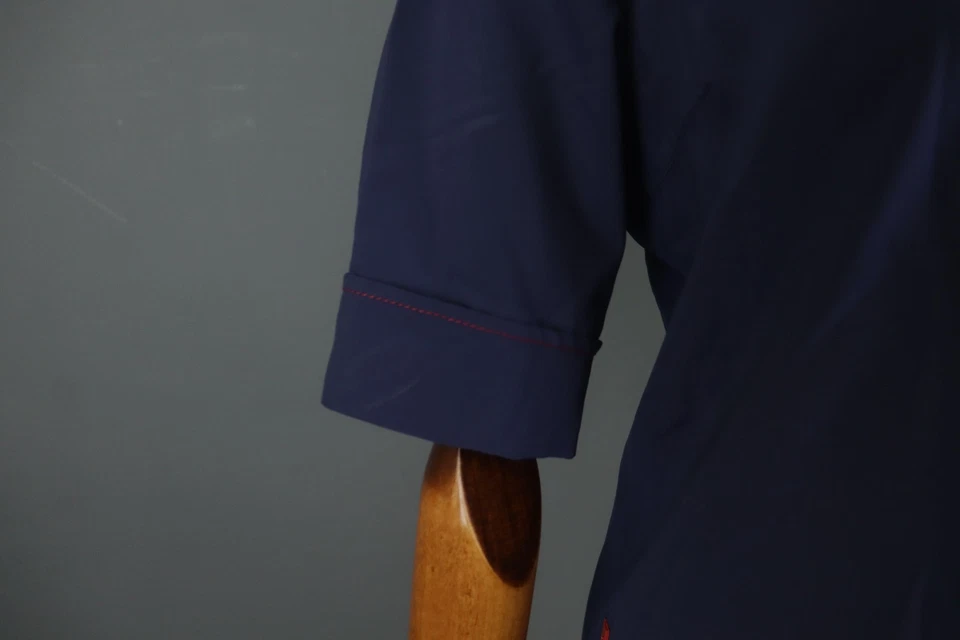 Prada Blue Stand Up Collar Regular Fit Short Sleeve Pullover Blouse Top Size 3 - Image 4 of 4