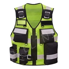 Sicherheitsweste Warn Schutzweste Herren Leuchtweste Einsatzweste Gelb Schwarz