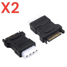 2 Pack SATA Power to Molex LP4 Adapter Cable – Convert SATA 15-Pin to 4-Pin – UK