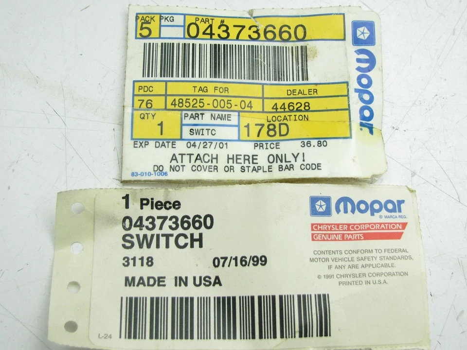 Interruptor limpiaparabrisas OEM NUEVO 4373660 para Plymouth Acclaim 1990 Foto 3 de 3