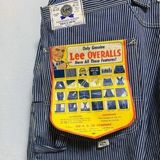 Vintage 1950's Lee 98-LB Striped Overalls Size W 40 L 32 Blue White Dead Stock
