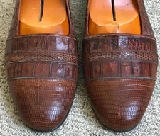 DANIELE FERRADINI (Italy) Genuine Crocodile & Lizard Leather SLIP-ON LOAFERS 9.5