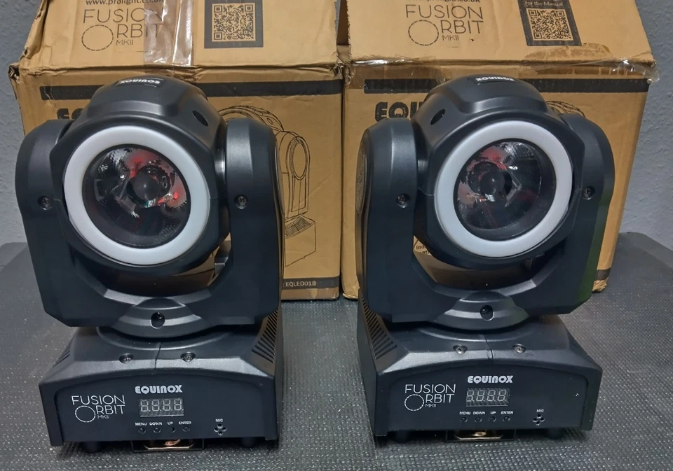 Equinox Fusion Orbit Mk2, Moving Head Spot and LED Light, Pair, Black, EQLED018 - Image 2 of 4