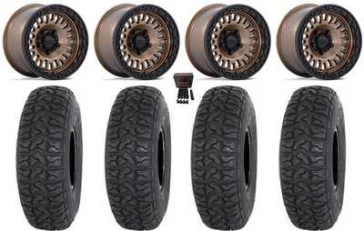 KMC Aztec Bdlk 15''Wheels Br +0mm 33''Chicane LT Tires Polaris RZR Turbo R&Pro R