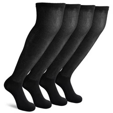 Non-Binding Over the Knee Diabetic Socks for Men, 4 Pairs Circulatory Socks w...