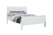 Louis Philippe White Sleigh Bed: Solid Wood