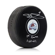 Bowen Byram Signed & Dated 1st Game Colorado Avalanche Hockey Puck