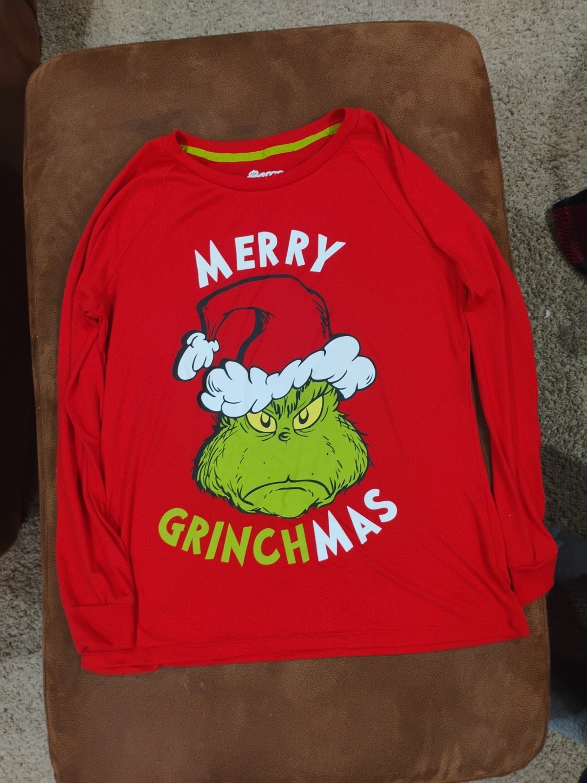 Grinch Women's Night Shirt, Small (4-6), Red, Satin Feel