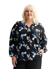 New Black Nine West Floral Top Blouse Shirt Size 1X Plus NWT