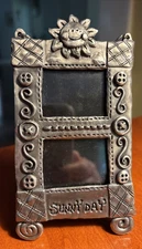 Vintage Pewter Double Picture Mini Picture Frame-1997 Pier 1 Imports 5.5".