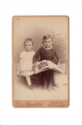 CDV photo cute no children with dedication-Halle an der Saale 1892