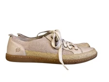 Born Women's Natural Canvas/Leather Lace up Corfield Sneaker Size 9M