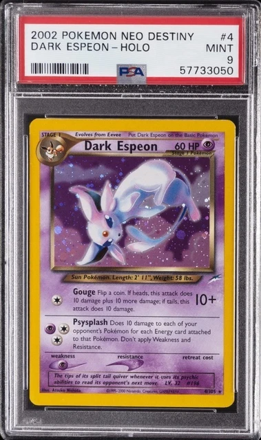PSA 9 DARK ESPEON 2002 POKEMON NEO DESTINY HOLO #4/105