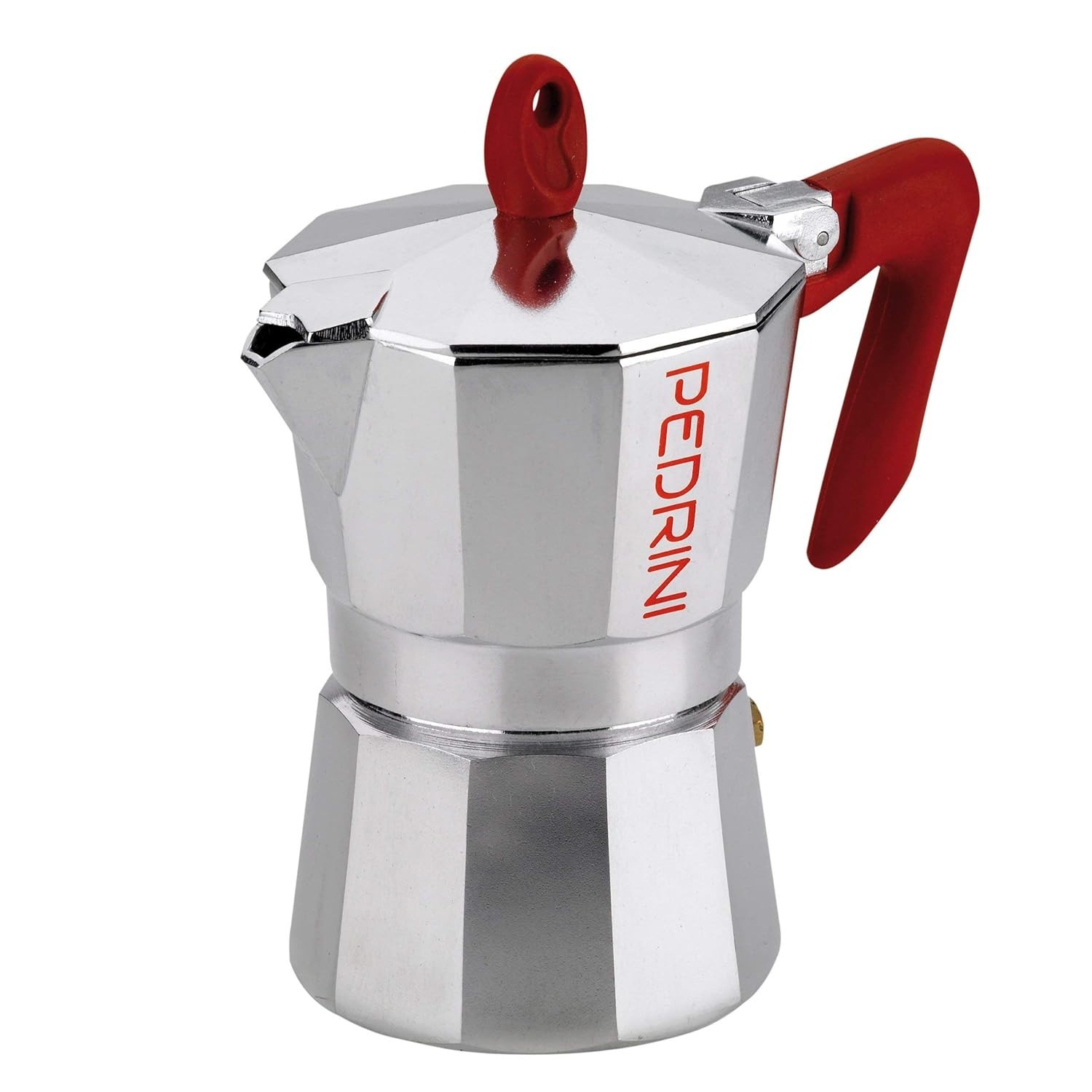 PEDRINI- Italy Aluminium Moka Pot 3 Cup- 135 ML, Coffee Maker/Mocha Pot/(Red, 3