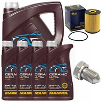 MotoröL Filter Set Mannol 5W-40 9 Liter + Schraube FüR Audi Q7 VW Passat 3.6 4.0