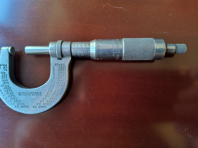 Vintage BROWN & SHARPE NO. 13 OUTSIDE MICROMETER CALIPER 0-1''  Machinist Tool