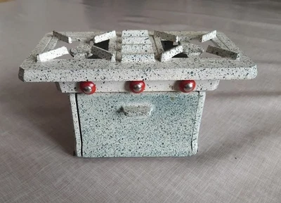 JOUET ANCIEN EN FONTE CUISINIÈRE GAZINIÈRE POUR MAISON DE POUPÉE COMME NEUVE - Photo 1/4