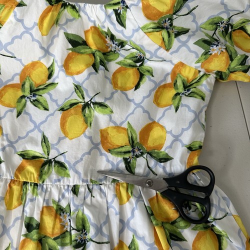 Janie and Jack Puff Sleeve Dress Girls Size 8 Lemon Print Cotton - Picture 5 of 5