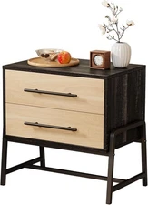 Bedside Table Nightstand w/ Large Drawers, Bedroom Sofa-Side Organizer End Table
