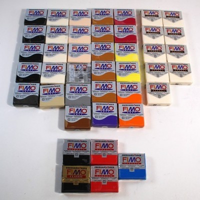 FIMO Soft, Effect, & Classic Polymer Oven Modelling Clay Lot of 42, 5.6 lbs.