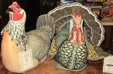Lot 2 John Derian CHICKEN & TURKEY Beaded Pil...