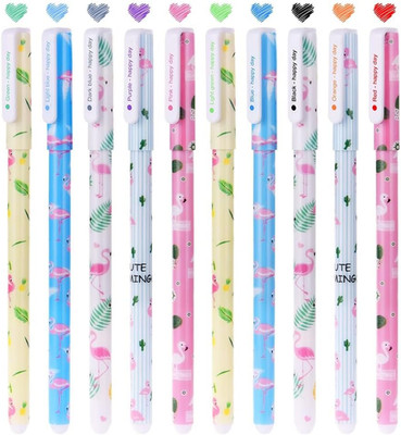 Flamingo-Gelstifte, 10 Stk, bunte Tinte, 0,38 mm, für Schule und Büro