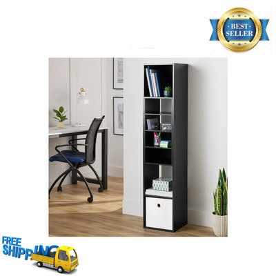 Mainstays 5-Cube Vertical Storage Organizer, Bookshelf Display Shelf Unit, Black