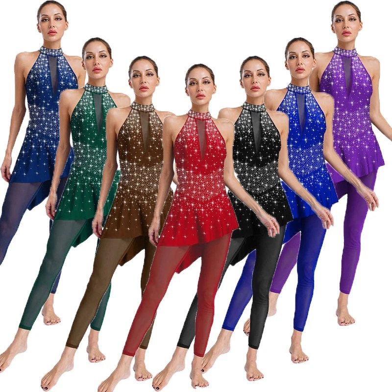 Damen Tanzkleidung Modern Pullover Ärmellos Romper Samba Mock Neck Gymnastik - Bild 3 von 4