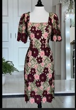 Just Me Dress Womens Burgundy Pink Floral Lace Embroidered Party Formal Sm,md,lg