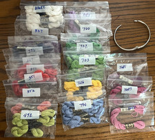 Lot of 28 DMC Perle Cotton 3 mixed colors -- bagged, numbered with ring