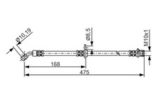 Bremsschlauch BOSCH 1 987 481 326 10mm für HONDA ACCORD 7 CL CN CL7 CTDi CN1 CL9