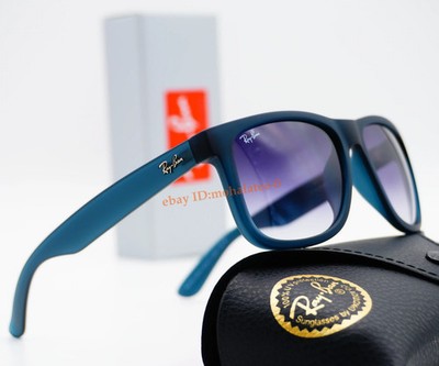 Ray-Ban Justin RB4165 54mm Square Sunglasses Blue Rubber Grey Gradient Unisex