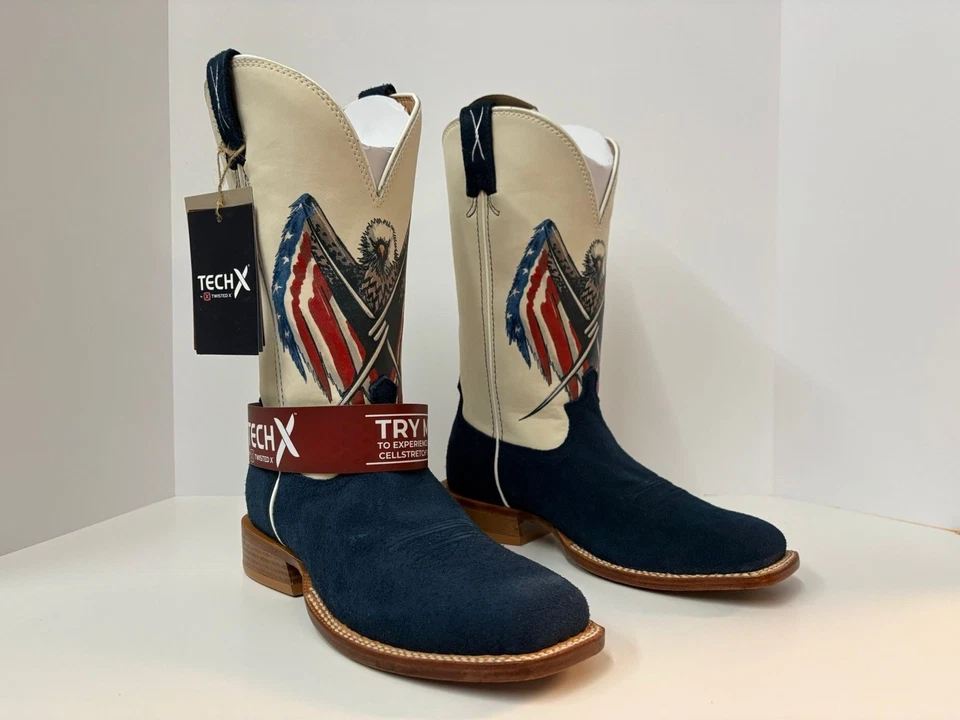 TWISTED X Shop Twisted X Men's Tech Western Boots - Navy/Red SIZE 7.5 D - Image 4 of 4