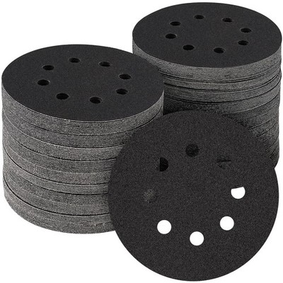 POTUINOM 100PCS 5 inch Silicon Carbide Sanding Discs 120 Grit, Wet Dry Black 