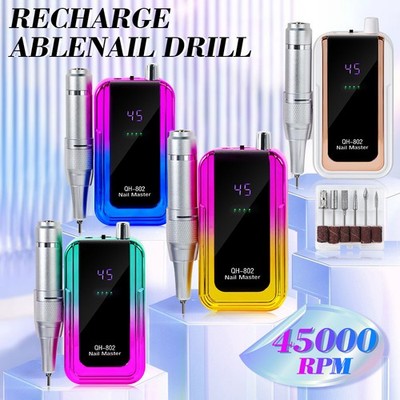 Professional Electric Nail Drill, 45000 RPM Cordless Rechargeable E-File Machine