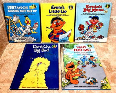 1980s Lot 5 Sesame Street Start-To-Read HC Books - Ernie, Bert, Big Bird, Elmo +