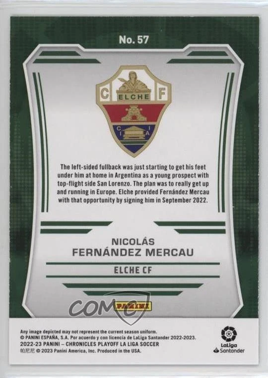 2022 Chronicles Base La Liga Red Lasers Nicolas Fernandez Mercau #57 Rookie RC - Image 2 of 2