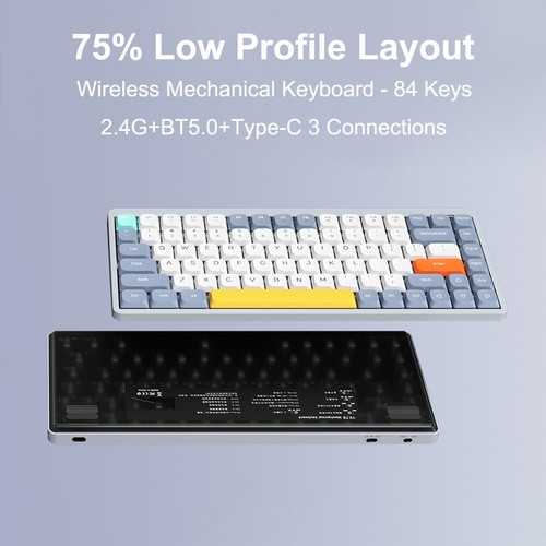 iBlancod Mechanical Keyboard 84 Keys 2.4G+BT5.0+Type-C 3 C0C7 - Afbeelding 11 van 11