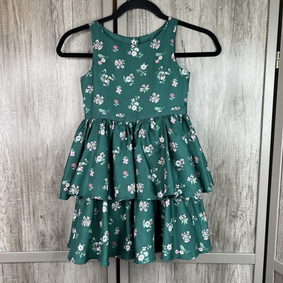 Janie And Jack Dress Girls Sz 6 Green Tiered Floral Formal | eBay