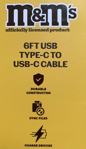 NEW Red M&Ms Candy USB-C To USB-C 6ft Charging Cable - Picture 6 of 7