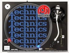 Technics Collage Blue on Black - DJ slipmat for LP turntable record player 