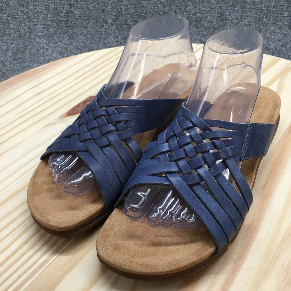 Easy Spirit Sandals Womens 10 Narrow Meadow Slide Blue Leather Casual Comfort - Image 3 of 4