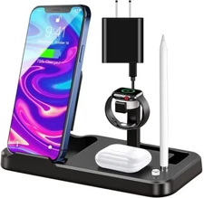 Wireless Charging Station 4 In 1  For iPhones Airpod, Apple Watch