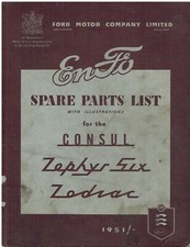 FORD CONSUL Mk1 ZEPHYR SIX Mk1 ZODIAC Mk1 (1951-55) ORIG FACTORY PARTS CATALOGUE
