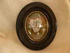 ANTIQUE FRENCH FRAMED MOURNING FABRIC,HAIR WORK,19th CENTURY